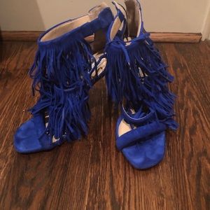 Blue Steve Madden Fringe Heels